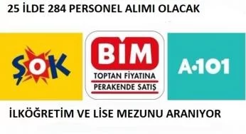 BİM, ŞOK ve A101 284 kişi alacak | İlköğretim-lise mezunu