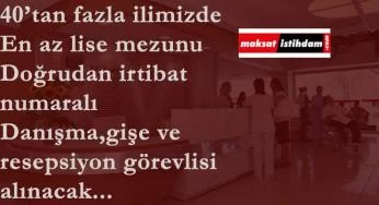 Banka ve özel kurumlara danışma, gişe ve resepsiyon görevlisi alınacak En az lise mezunu
