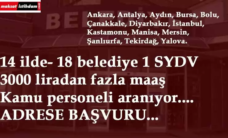 14 ilde belediyeler personel arıyor | 3000 TL'den fazla maaş ile kamu personeli alımı