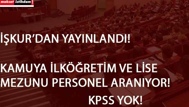 Yeni kamu ilanları açıldı! İŞKUR'dan ilköğretim ve lise mezunu kamu personeli aranıyor