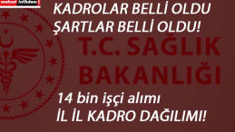 Sağlık Bakanlığı 14 bin işçi alımı kadro dağılımı belli oldu! İllere göre kadrolar
