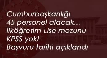 Cumhurbaşkanlığı KPSS'siz personel alımı: Başvuru tarihi ve şartları ile kadrolar belli oldu!
