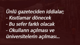 Ünlü gazeteciden iddialar: Corona tedbirleri dönecek! Eskisi gibi olmayacak