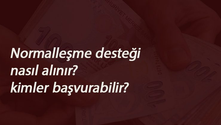 Normalleşme desteği nasıl alınır? Normalleşme desteği başvuru şartları ve başvuru yöntemi