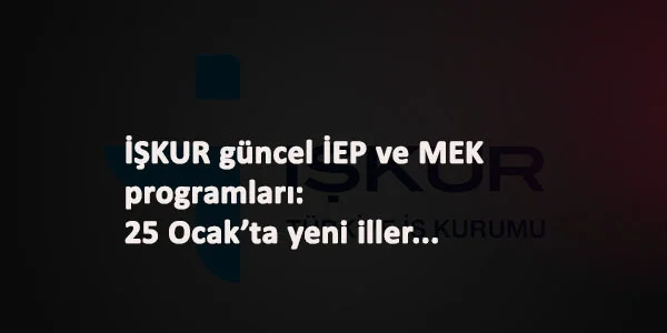 İŞKUR İEP ve MEK ile günlük ücret-meslek öğrenme: 25 Ocak yeni iller açıldı