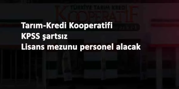 Tarım Kredi KPSS şartsız personel alacak