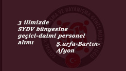 Güncel SYDV personel alımları: Temizlik-Şoför-Büro memuru