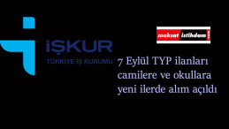 7 Eylül TYP ilanları: Camilere ve okullara TYP alımı var!