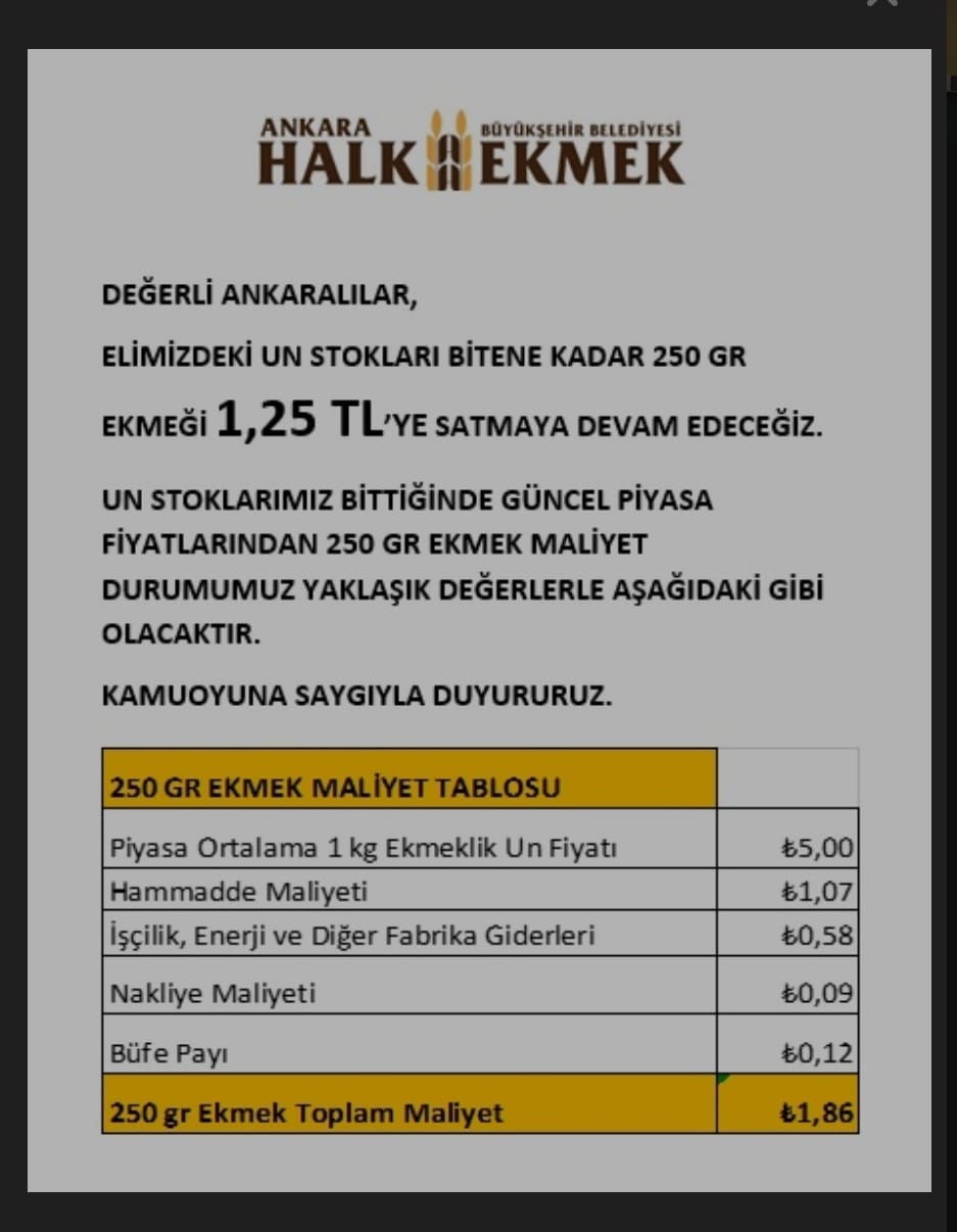 Ankara Halk Ekmek zamlanacak mı?