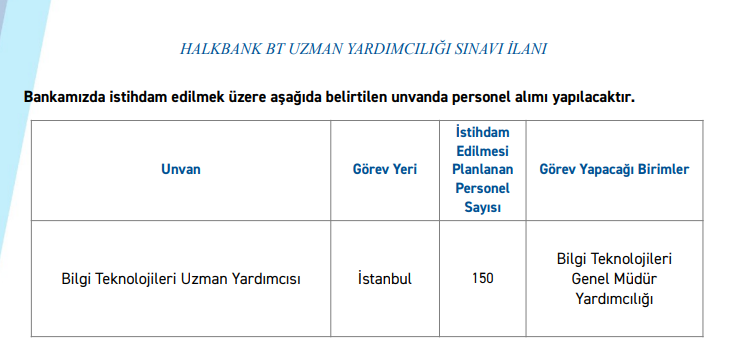 Halkbank personel alımı