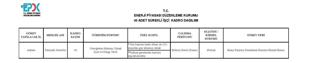 EPDK İşçi Alımı