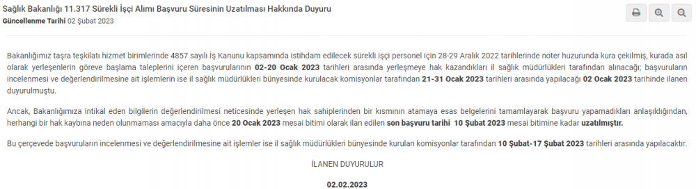Sağlık Bakanlığı 11 Bin İşçi Alımı